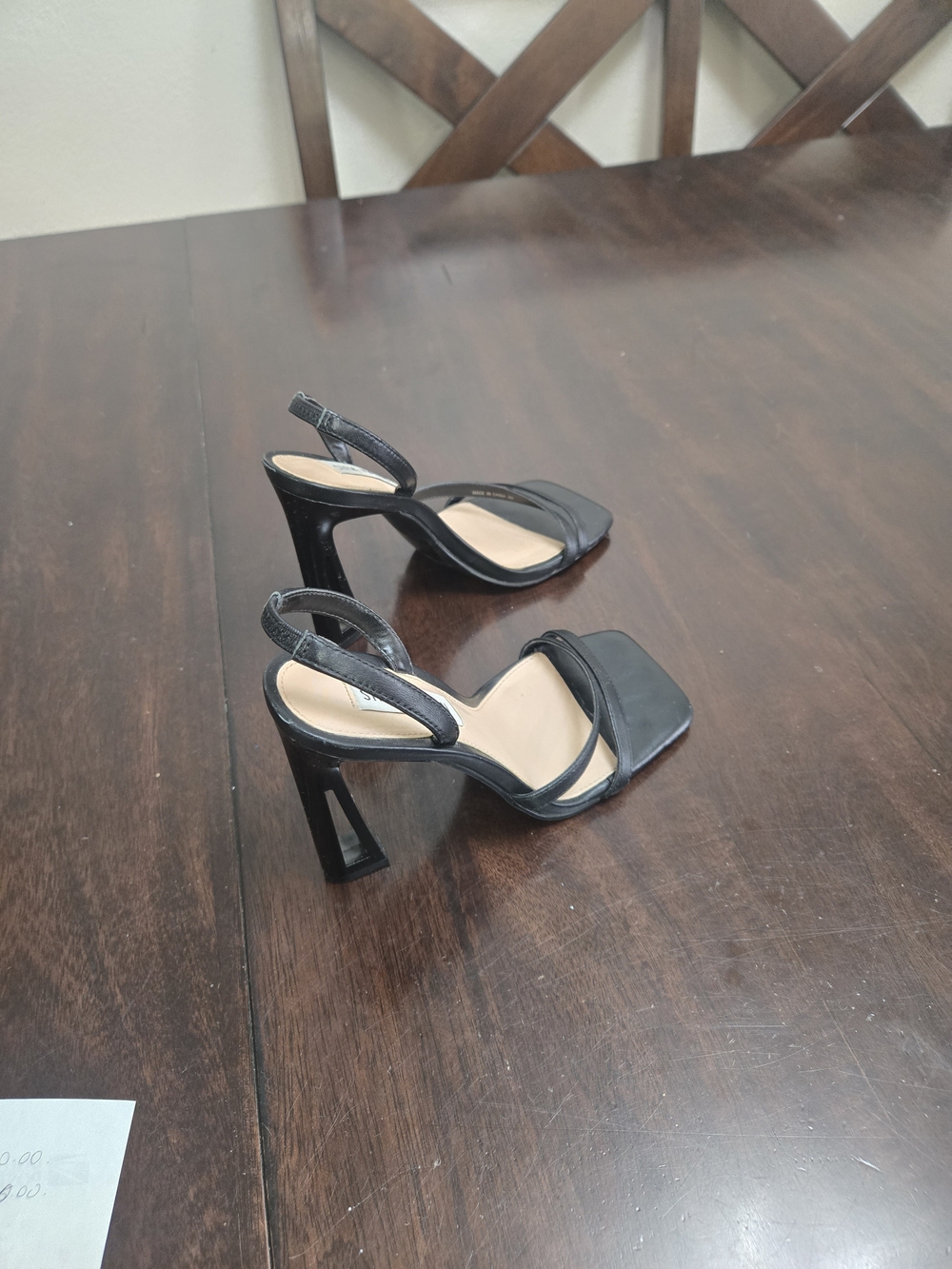 Steve Madden Black Strappy Square Toe Block Heels